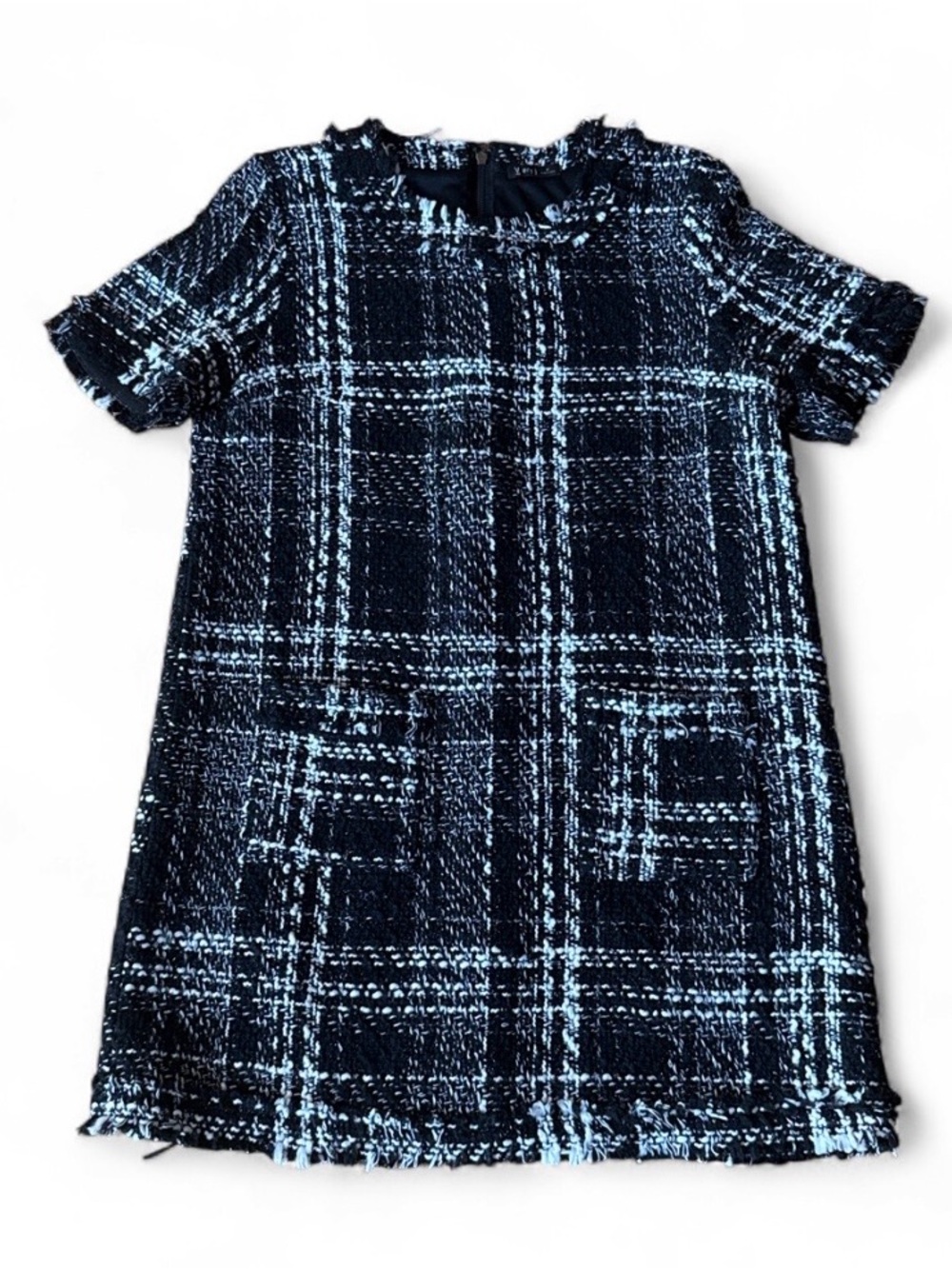 VeryJ black and white tweed mini dress